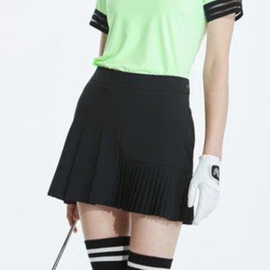 Nevermindall Unbalance T-win Accordion Pleats Skirt | Black